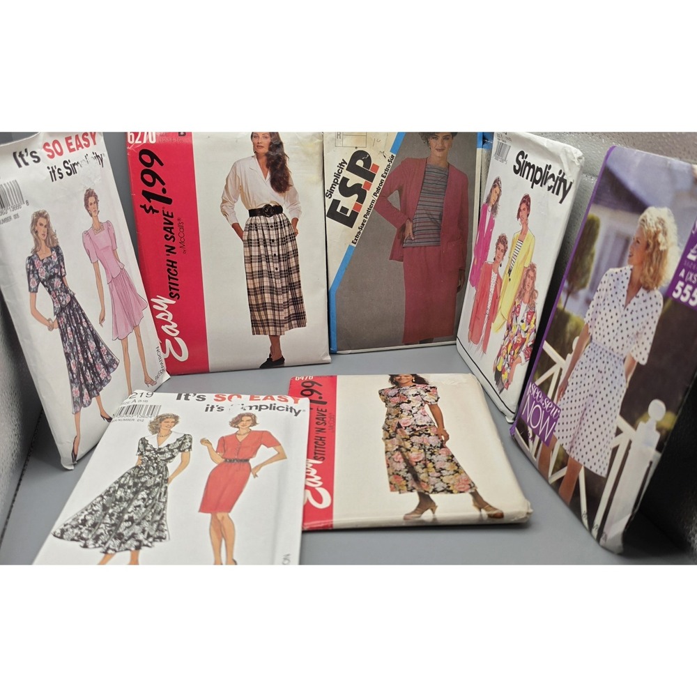 Lot 7 Vintage 1990s Sewing Patterns Simplicity McCalls Butterick Womens Dresses